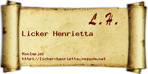 Licker Henrietta névjegykártya